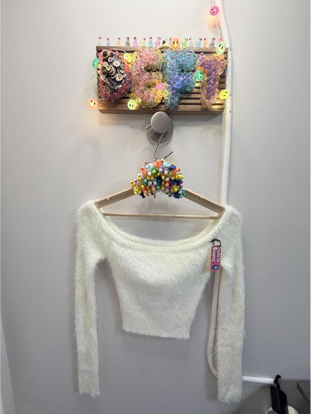 Deftduck find Fashion Nova Cozy White Fuzzy Long Sleeve Crop Top Sweater